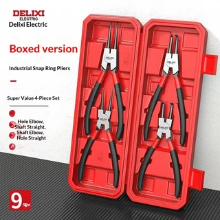 4개입 스냅 링 플라이어 세트 7인치 내부/외부 헤비 듀티 링 제거기 직선형 및 굽은형 잠금 플라이어 세트, 02 4pcs boxed packaging