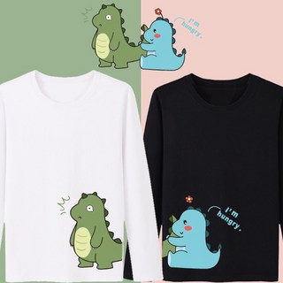 現貨 情侶裝 圓領純棉T恤 MIT台灣製【YCL740】長袖 親愛的 恐龍殿下 我餓了 快速出貨