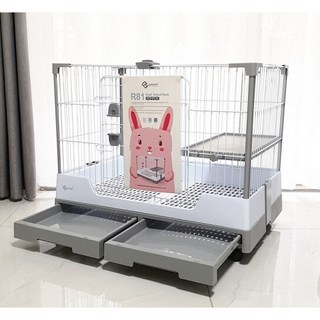 愛兔草 達洋兔籠 R81 寵物籠 抽屜式 雙抽屜 貓籠 日式 貓籠 兔籠子 兔子兔籠 貓籠 籠子, 灰色, 1個