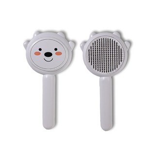 고양이 강아지 원터치 브러쉬 털제거 빗, 곰돌이, 1개