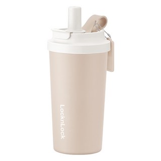 LocknLock 保溫杯 簡約時尚 輕巧便攜 安全無毒 長效保溫 易於清洗, 贈杯刷[不鏽鋼]奶茶色, 1個, 500ml
