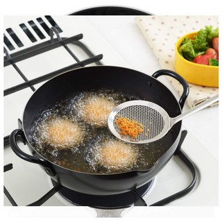 【東京速購】日本製 吉川金屬 YOSHIKAWA 不銹鋼長柄撈網 濾油勺 撈麵勺 廚房必備, 1個, YJ2785瀝油濾勺(小孔)