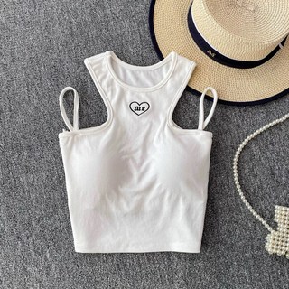 YIFAN家刺繡罩杯背心 手捧杯背心 坑條削肩背心