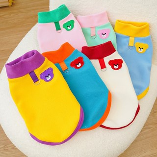 嗨購 寵物英短小中狗狗貓咪衣服秋冬搖粒絨撞色可牽引貓用品服裝, 433淺果綠(粉)無,XXL(胸圍57cm, 1個