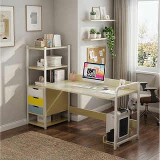 IKA 書桌 電腦桌 辦公桌 工作桌 抽屜桌 L型電腦桌, 305【3抽140cm】楓櫻木:白管