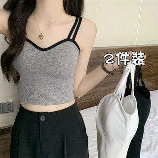 女裝 帶胸墊 美背 防走光 抹胸 夏季黑色吊帶背心女 外穿內搭帶胸墊 美背內衣文胸一體 抹胸打底上衣