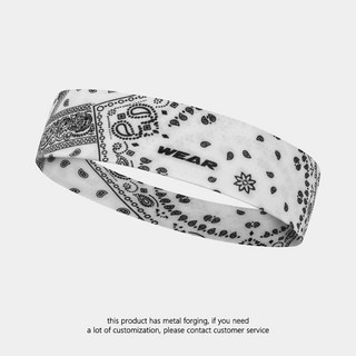 腰果花運動髮帶男款潮跑步吸汗頭巾女健身瑜伽防滑髮箍透氣速乾, 白色腰果花, 1個