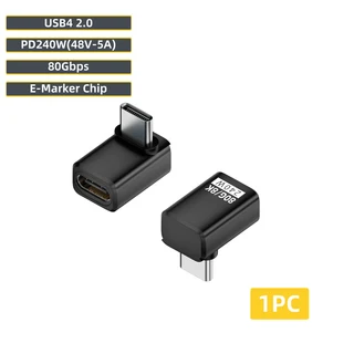 PD 240W 고속 충전 USB C 커플러 유형 암-수 어댑터 익스텐더 80Gbps 데이터 전송 8K@60Hz 전화용 커넥터, 02 240-80-LT-HS