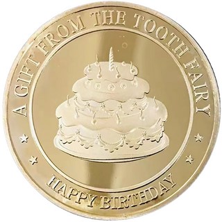 牙仙子金幣 星座金幣 鍍金紀念幣 兒童換牙禮物 許願幣 20款, 生日快樂-牙仙子金幣, 1個