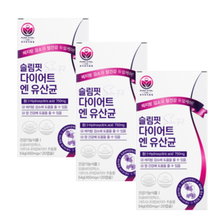 다이어트 유산균 슬림핏 식약청 인증 모유유래 17 체지방 감소 보조제 퓨어바이탈랩, 120정, 3개