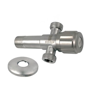 스텐 앵글밸브 2구(다이얼) 관붙이 세면대 싱크대 조절밸브 변기 화장실 부속 욕실 수도, 1개