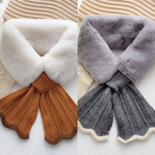 秋冬加厚保暖假領子女百搭韓版圍巾毛毛絨毛圍脖護頸毛領仿獺兔毛