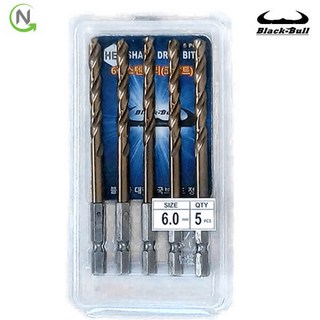 블랙불 지름 6mm 코발트 스텐 기리 G-ST6 5pcs 세트 스텐용 드릴날 드릴 비트 홀카타 홀커터 홀컷터 철기리, 1개