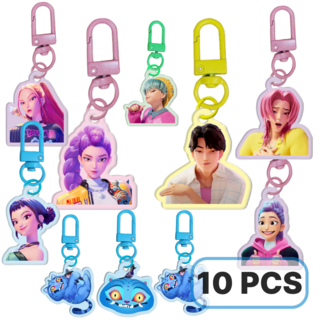 케이팝 데몬 헌터스 아크릴키링 10종 세트 케데헌 굿즈, 혼합색상, 10개