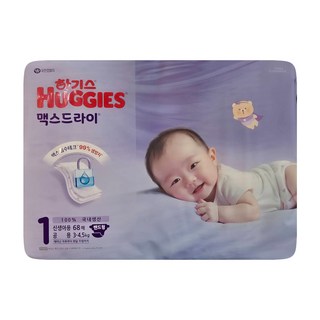 하기스 NEW 맥스드라이 밴드형 기저귀 남녀공용 대형 4단계(10~14kg), 1단계, 68매