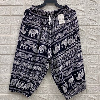 加大大象束腳七分褲 寬鬆舒適 親膚透氣 居家休閒運動皆宜, 10.深藍底