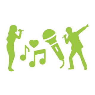 오피스왕국 노래 마이크 음악 음표 그래픽 스티커 music13, 옐로우그린