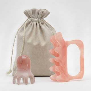 그린픽 괄사 마사지기 두피 바디 마사지 지압, 핑크, 1세트