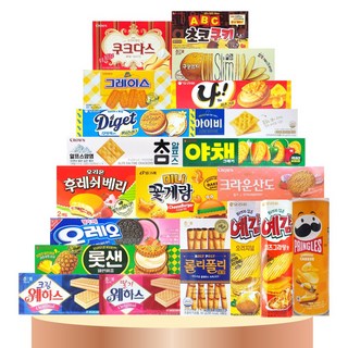 [판다네 마켓] 소형 20종-B 과자세트 (예감 롯데샌드 에이스 참크래커 마리 아이비 오레오 롤리폴리 꽃게랑 후레쉬베리 쿠크다스 웨하스 그레이스 구운감자슬림 다이제샌드), 1개