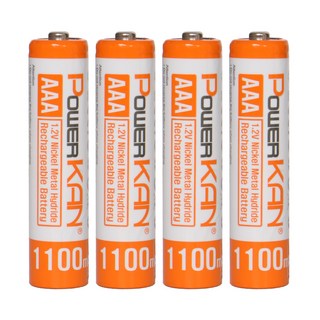 POWERKAN 고용랑 AAA 충전지 니켈수소 1.2V Ni-mh 1100mAh 건전지 수납함 포함, 1개, 4개입