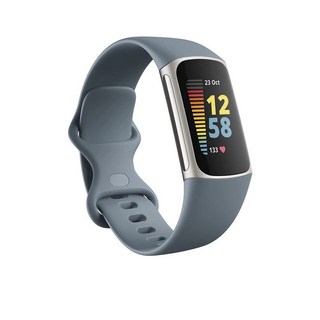 GPS 스트레스 관리 도구가 내장된 Fitbit Charge 5 고급 건강 및 피트니스 추적기 24시간 연중무휴 심박수, Steel Blue/Platinum, 03 Steel Blue