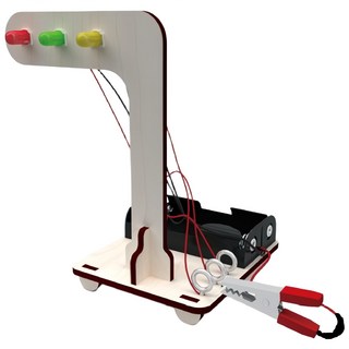 DIY紅綠燈交通號誌木製科學教材包，繁中全彩說明書，STEAM益智玩具，X03模型, 1個