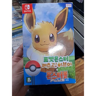 포켓몬스터 레츠고 이브이 몬스터볼 플러스 풀박스 정품 한글판 게임칩 중고 팩 + 몬스터볼 + 충전기 뮤미포함 닌텐도 스위치