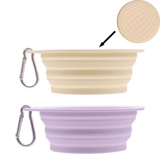 빛나는펫 반려동물 접이식 급체방지 실리콘식기, 1개, 베이지+퍼플