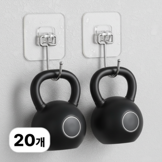 로멀리 초강력 접착식 벽걸이 후크, 20개, 투명