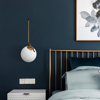 北歐輕奢風簡約圓球吊燈，床頭餐桌吧台適用，線條設計款, 線條款