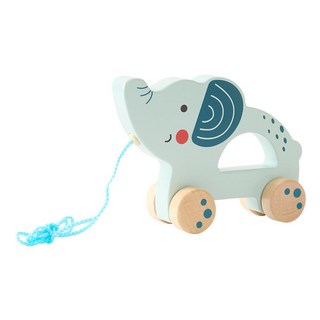 TOOKY 원목 풀어롱 코끼리 007 영아 끌고다니는 끌차 신생아 걸음마 장난감, 1개
