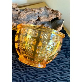 畫意坊 琉璃聚寶盆 福氣滿滿辦公室擺件 開運招財 防小人琉璃元寶, 黃色聚寶盆, 1個