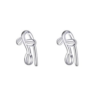 999純銀銀杏葉耳勾耳環，台灣現貨，防過敏純銀耳針設計，簡約時尚女款耳飾