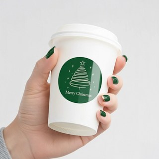 오르네르 크리스마스 원형 스티커 50매, 그린