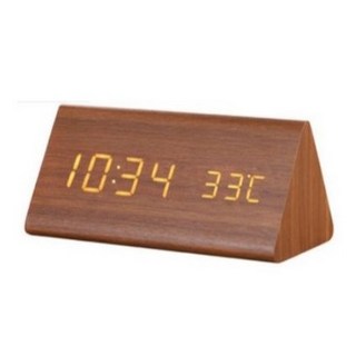 木紋LED鬧鐘 數位電子時鐘 USB供電 木頭夜燈 溫度顯示