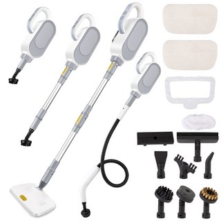 RichMagic 13in1 고압 스팀 클리너 3단계 스팀 조절 가능 500ml 분리형 물탱크 20초 예열 가정용 다기능 스팀 청소기 스팀 세척 일체기, 흰색