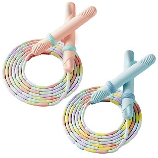 로지 소프트 구슬 꼬임방지 줄넘기2P, 핑크+블루, 2개