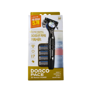 도루코 PACE 3D 모션 파워 면도기 (핸들+5입날+쉐이빙폼 74ml), 1세트, 1세트