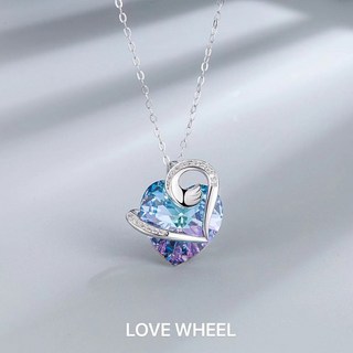 LOVE WHEEL 優雅白金色愛意交織心形水晶項鍊