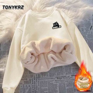 羊羔絨衛衣男女加絨冬季男士上衣圓領加厚外套男款秋冬潮