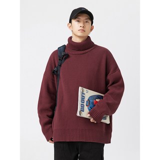 韓路日系情侶純色高領毛衣，秋冬新款寬鬆慵懶風針織衫