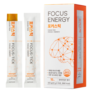 포커스틱 15개입 수험생 영양제 카페인 누트로픽 집중샷 공먹 공부 스틱, 1개, 300g