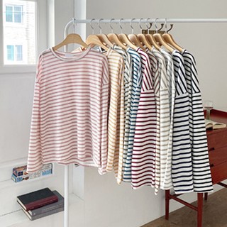 (데일템강추♥) 레인보우 여리 루즈핏 단가라 긴팔티 (무료배송)