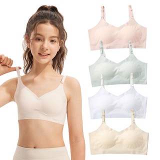 아이도스 여아 주니어 심리스 브라 4종 세트 여학생 어깨끈 조절 브래지어 속옷 2단계