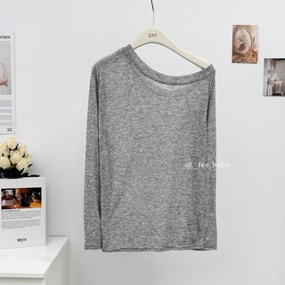 GAT 韓國製 輕薄透膚斜肩長袖上衣