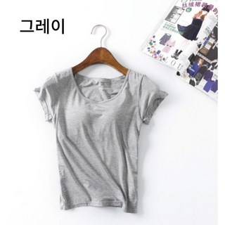 여름 여성 반팔 노브라 캡내장 티셔츠 면 스판 제이파파