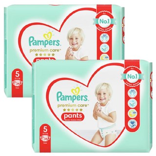 유로 팸퍼스 프리미엄케어 기저귀 팬티형 3 4 5 6 단계 아동공용 팬티5단계_2팩(총68p) pampers 바우처, 5단계, 68매