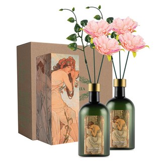 라플로리아 꽃 디퓨저, 2개, 500ml, S6.다시한번힘내요향/B9.미니모란-L12/핑크
