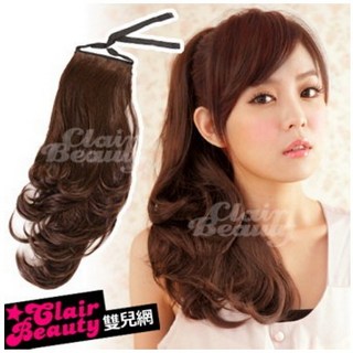 優雅蓬蓬公主微捲造型綁式馬尾髮片【7956M】與韓國同步流行 長58公分, 1個, 焦糖色