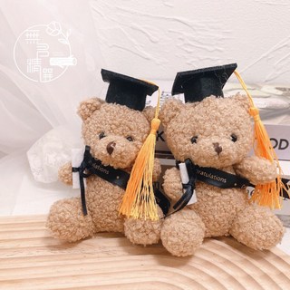 畢業熊 博士帽絨毛小熊 紙條小熊 畢業禮物 學士熊 畢業季禮品, 一隻畢業小熊, 13cm